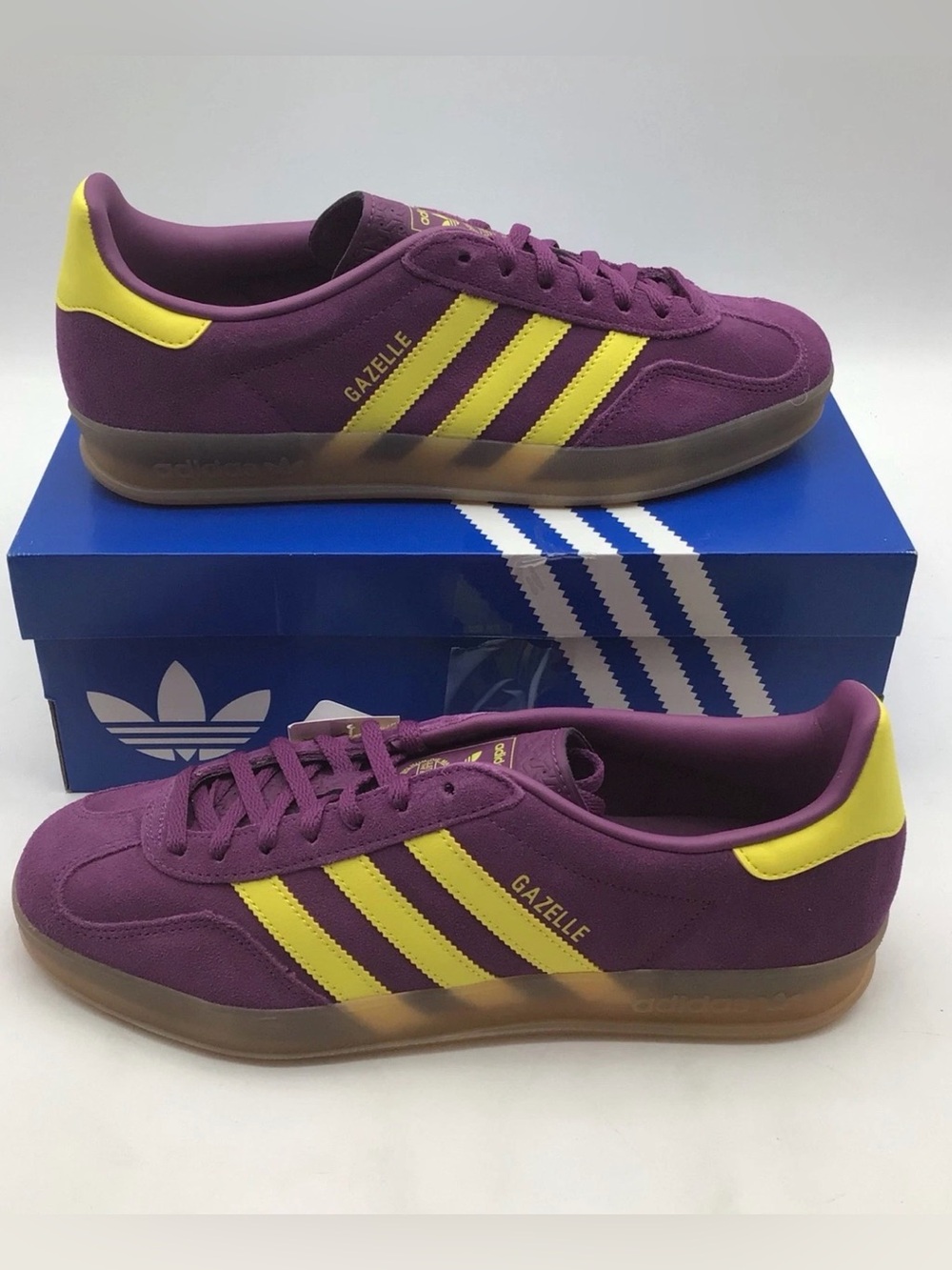 Adidas Gazelle Indoor W Purple Yellow Gum JS1415 Womens Size 9 Sneakers